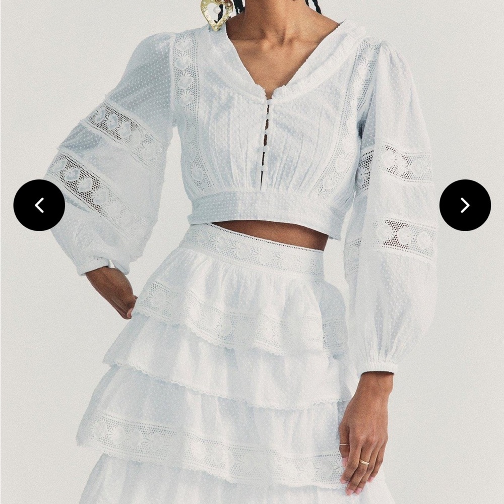 LoveShackFancy Salida Crop Top in Antique White 🤍